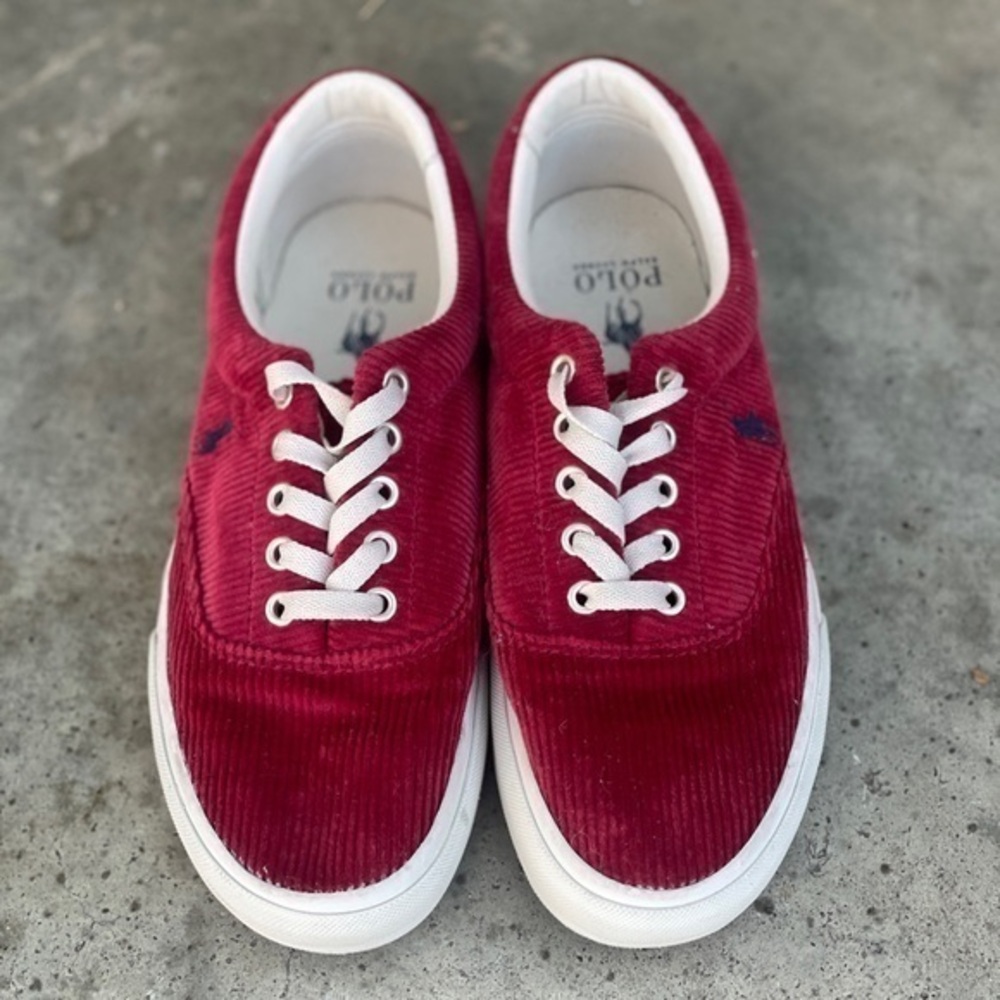 GUC Ralph Lauren‎ Polo Keaton-Pony Red Corduroy Sneakers, men’s 8 - Picture 2 of 8
